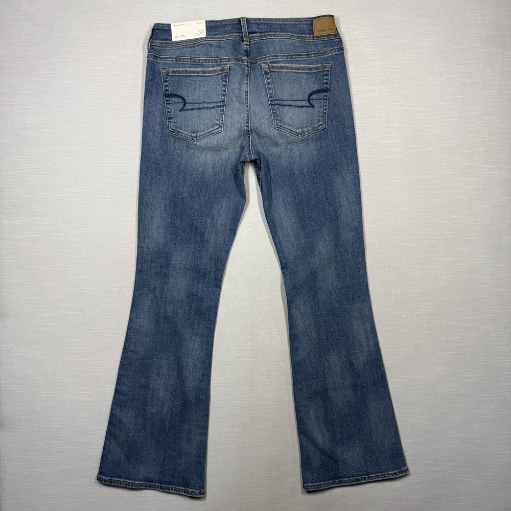 American Eagle Kick Boot Jeans Women 12 Stretch‎ Vintage Distressed Look - Picture 9 of 16